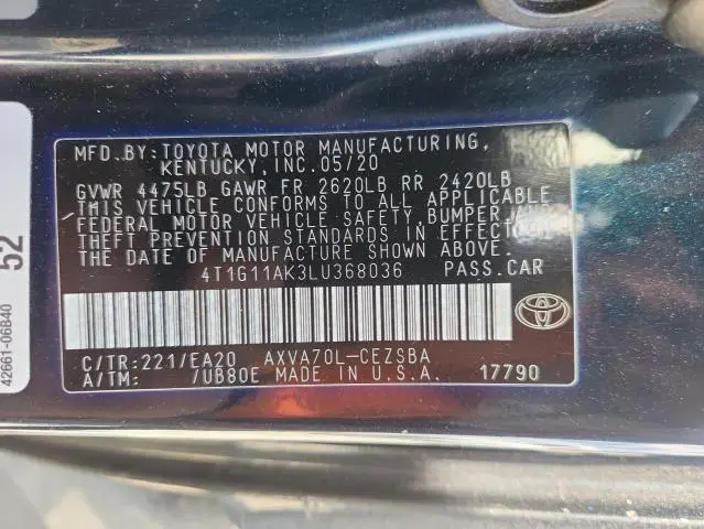 2020 TOYOTA CAMRY SE