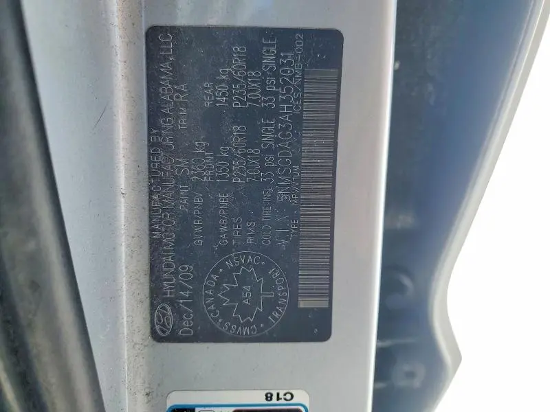 2010 HYUNDAI SANTA FE GLS  
