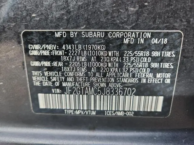 2018 SUBARU CROSSTREK LIMITED  