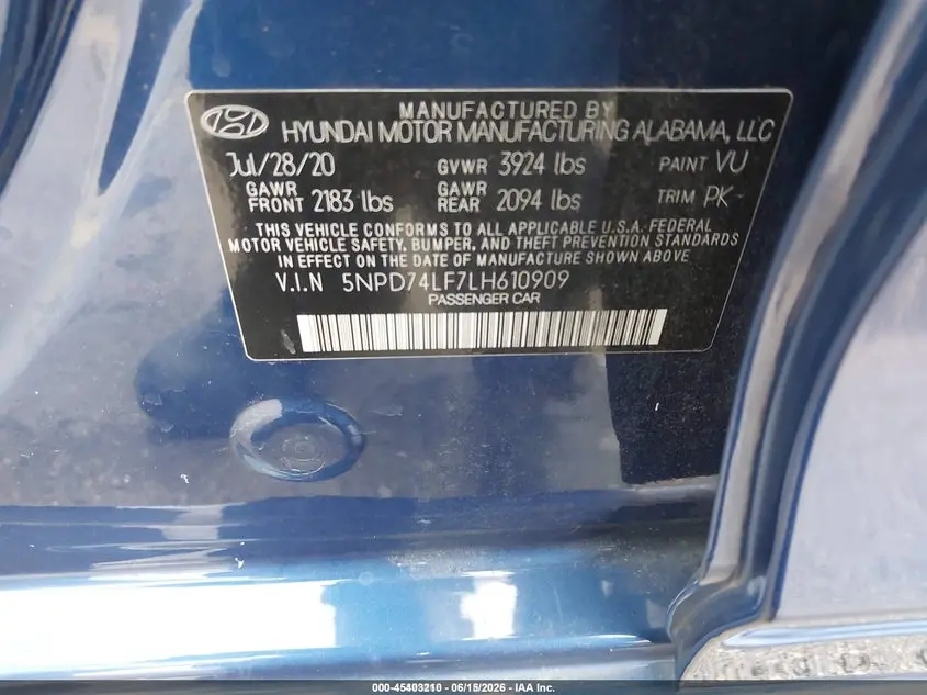 2020 HYUNDAI ELANTRA SE