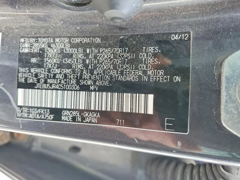 2012 TOYOTA 4RUNNER SR5  
