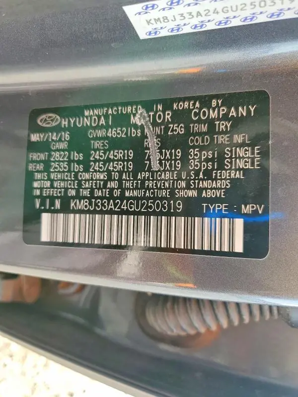 2016 HYUNDAI TUCSON LIMITED  