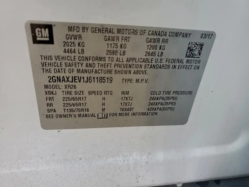 2018 CHEVROLET EQUINOX LT  