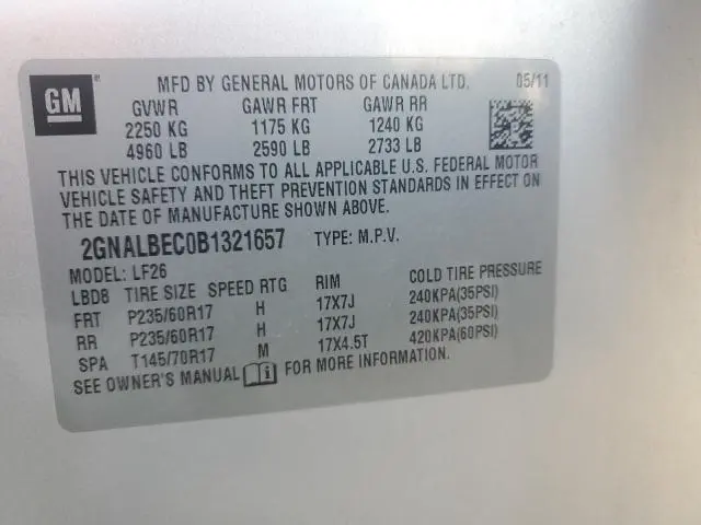 2011 CHEVROLET EQUINOX LS  