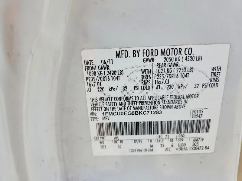 2011 FORD ESCAPE LIMITED  