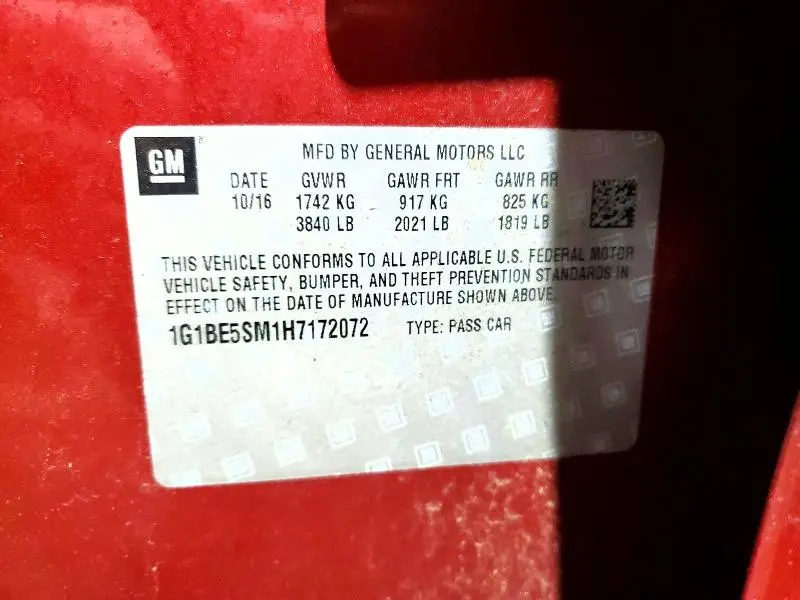 2017 CHEVROLET CRUZE LT  