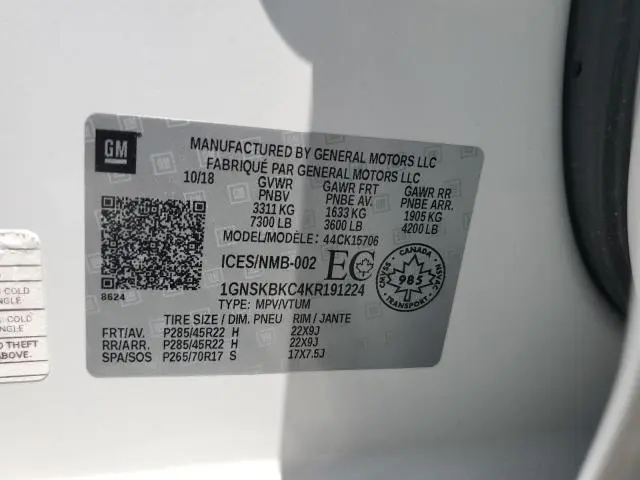 2019 CHEVROLET TAHOE K1500 LT  