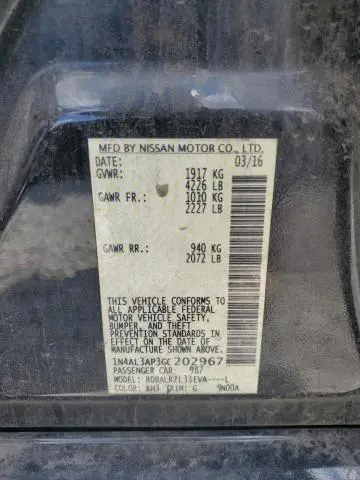 2016 NISSAN ALTIMA 2.5  