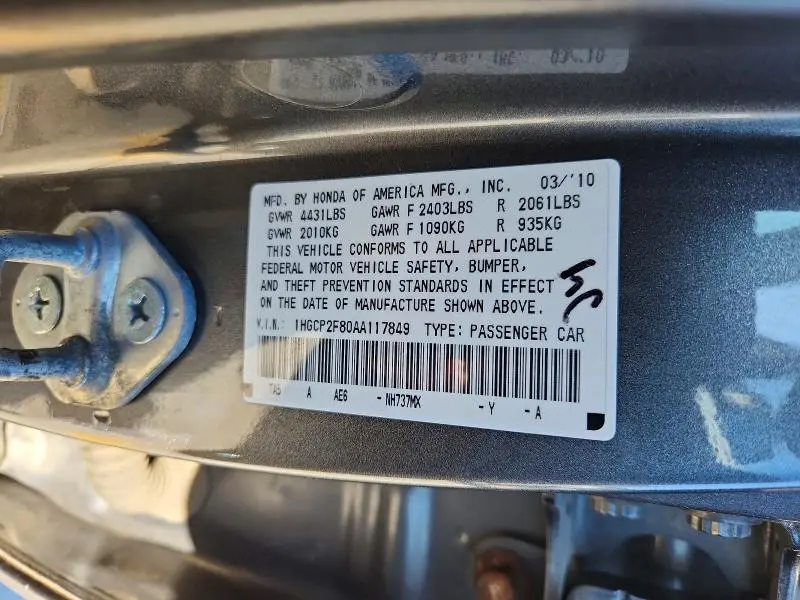 2010 HONDA ACCORD   