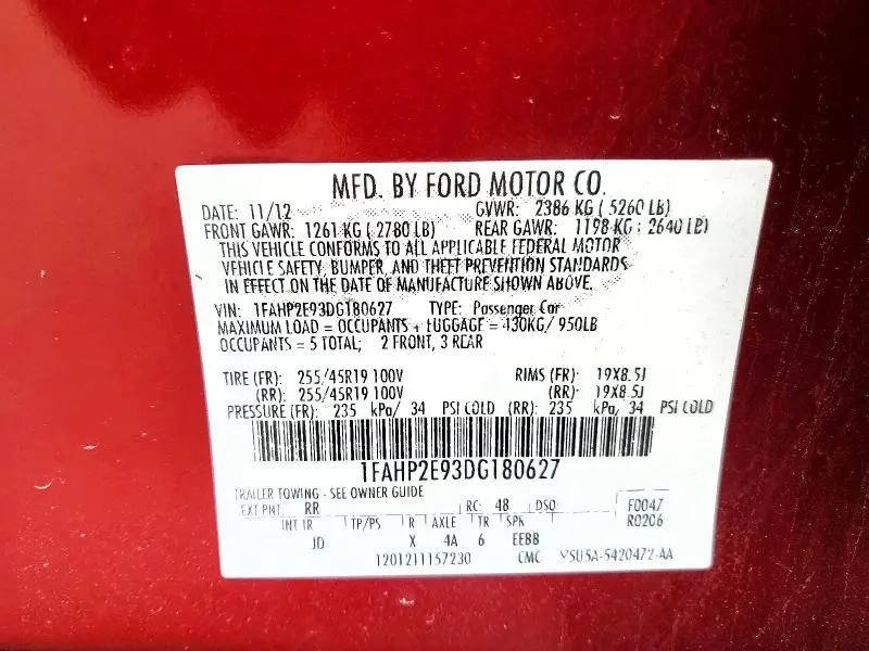 2013 FORD TAURUS SEL  