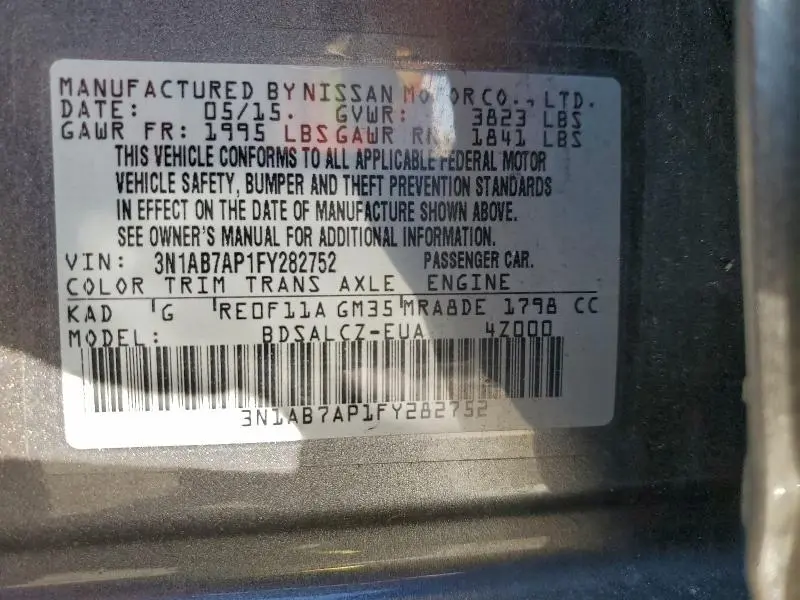 2015 NISSAN SENTRA S  