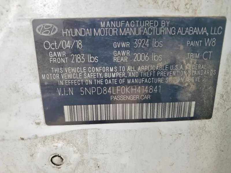 2019 HYUNDAI ELANTRA LIMITED  