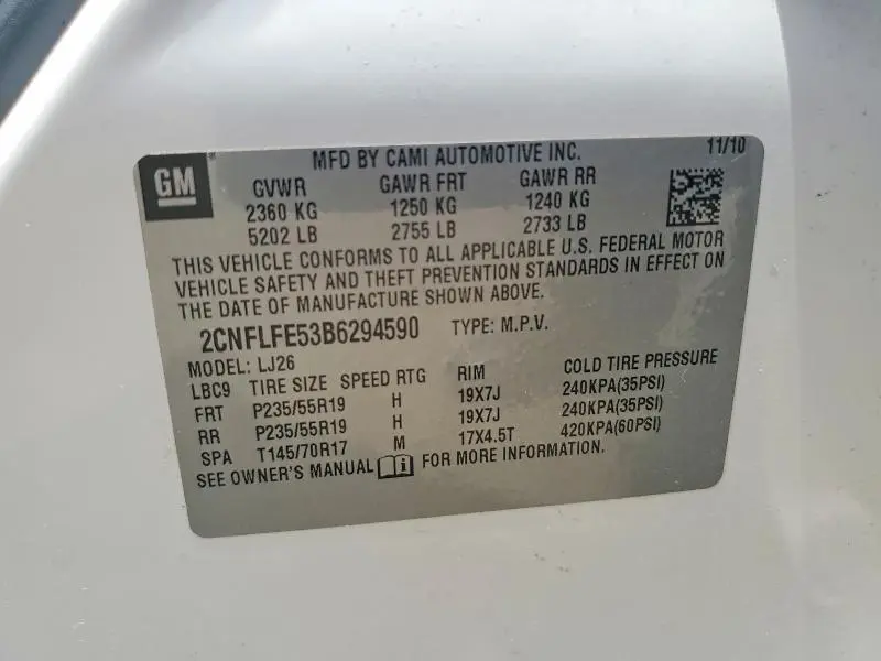 2011 CHEVROLET EQUINOX LTZ  