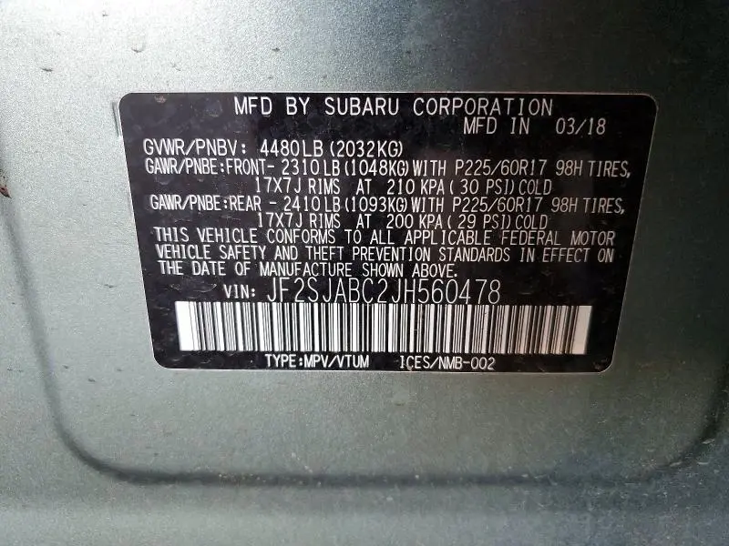 2018 SUBARU FORESTER 2.5I  