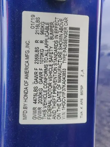 2019 HONDA ACCORD SPORT