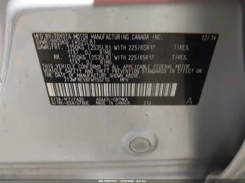 2015 TOYOTA RAV4 XLE