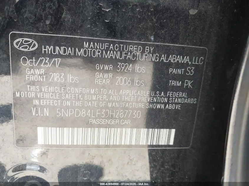 2018 HYUNDAI ELANTRA SEL