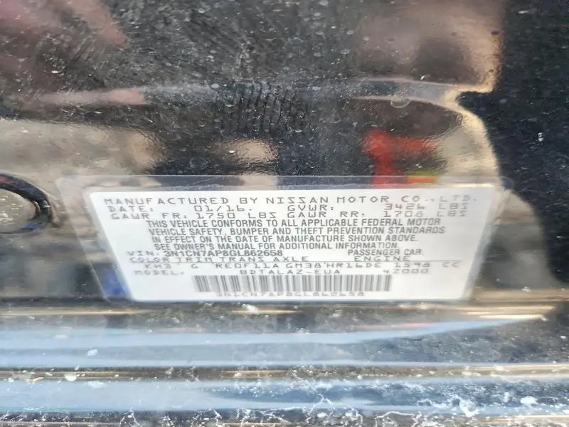 2016 NISSAN VERSA 1.6 S PLUS  