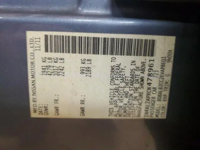 2012 NISSAN ALTIMA BASE  