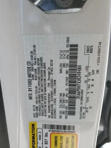 2018 FORD FUSION SE  