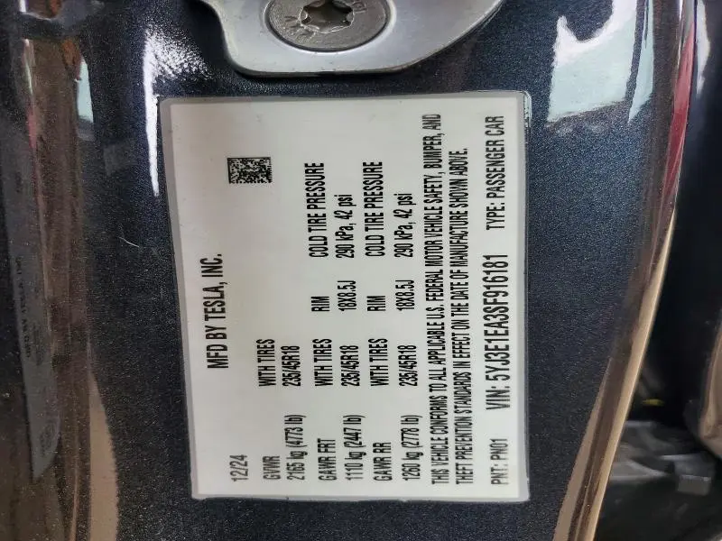 2025 TESLA MODEL 3   