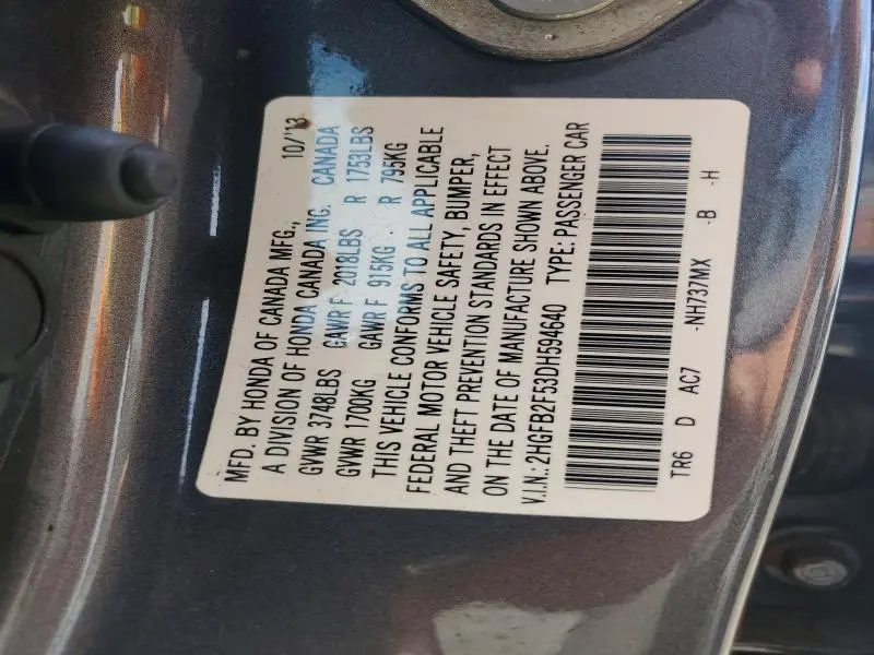 2013 HONDA CIVIC LX  