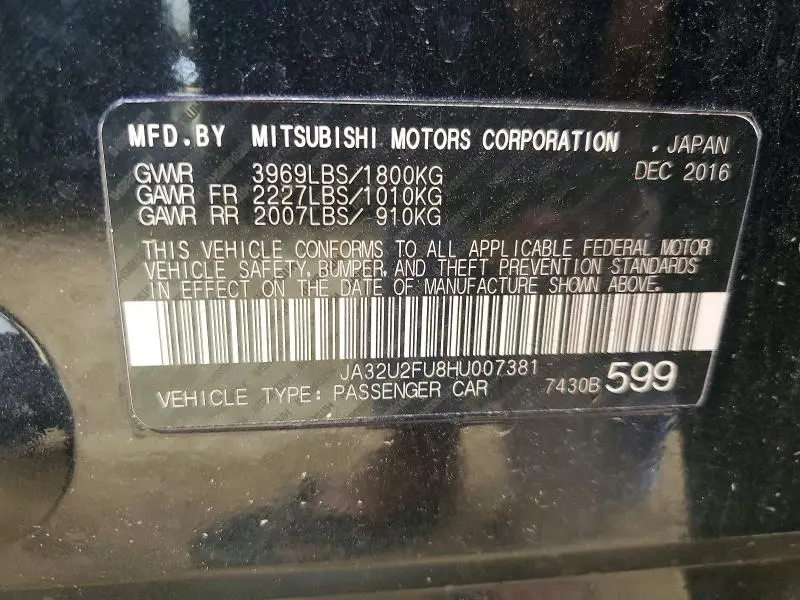 2017 MITSUBISHI LANCER ES  