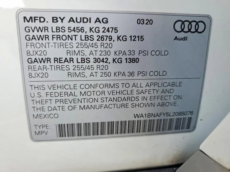 2020 AUDI Q5 PREMIUM PLUS  
