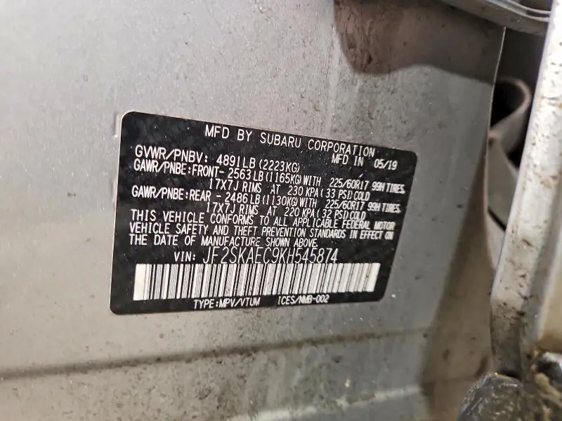 2019 SUBARU FORESTER PREMIUM  