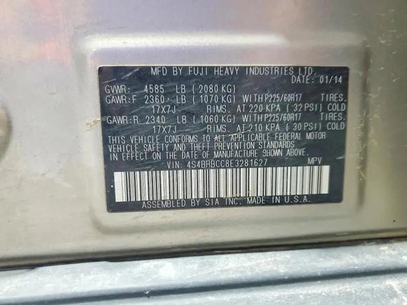 2014 SUBARU OUTBACK 2.5I PREMIUM  