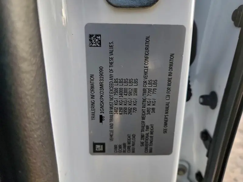 2021 CHEVROLET TAHOE K1500 Z71  