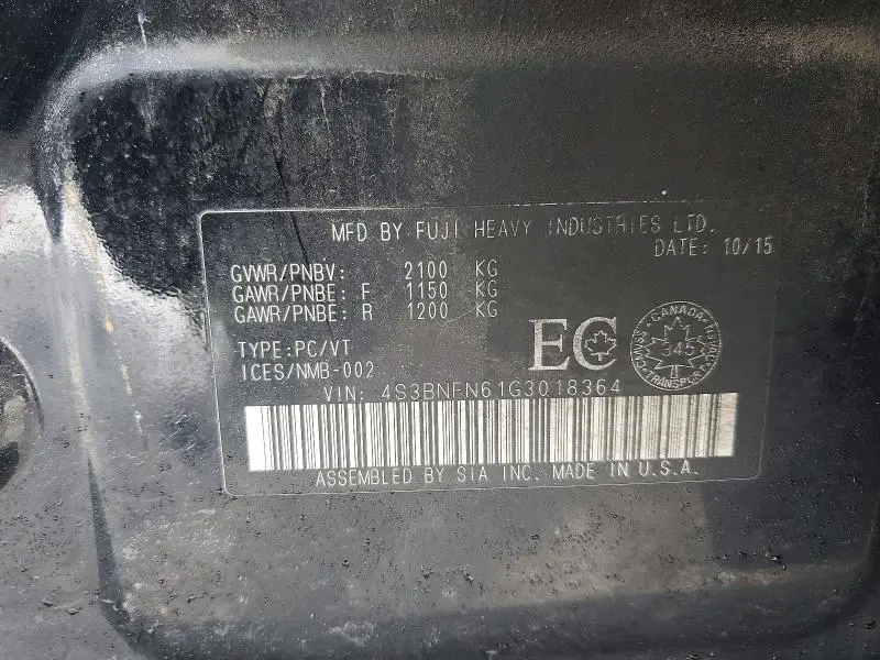 2016 SUBARU LEGACY 3.6R LIMITED  