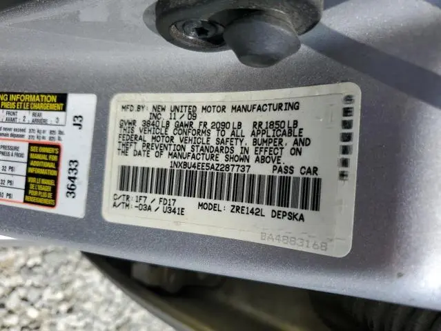 2010 TOYOTA COROLLA BASE  