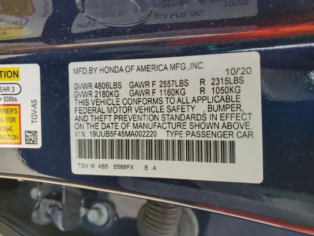 2021 ACURA TLX TECHNOLOGY  