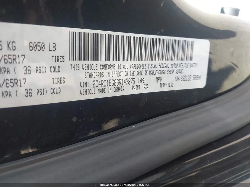 2016 CHRYSLER TOWN & COUNTRY TOURING