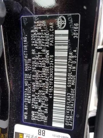 2019 TOYOTA AVALON XLE  