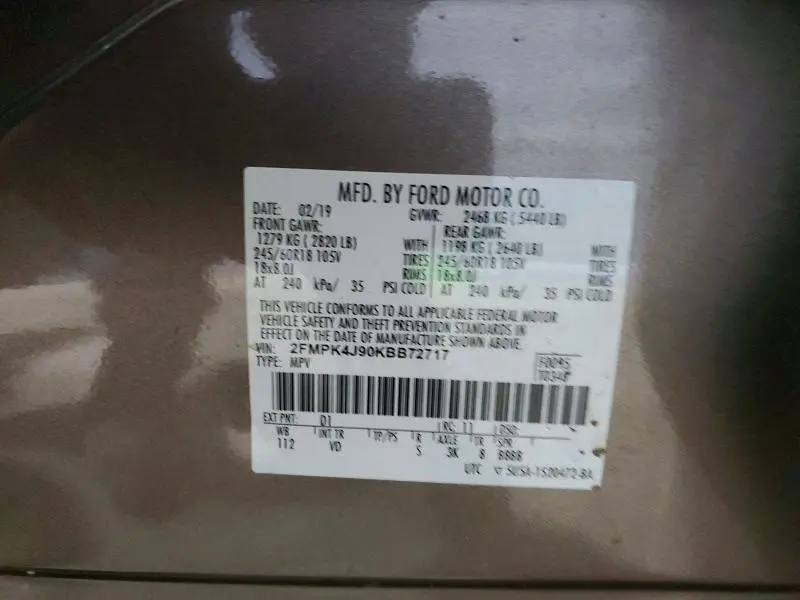2019 FORD EDGE SEL  