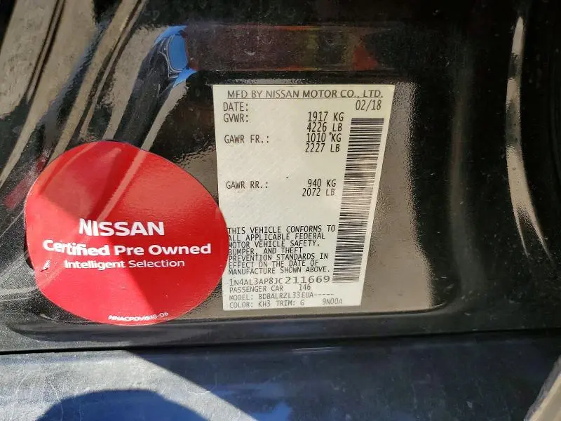 2018 NISSAN ALTIMA 2.5 SL  