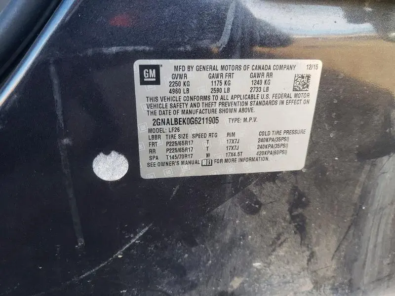 2016 CHEVROLET EQUINOX LS  