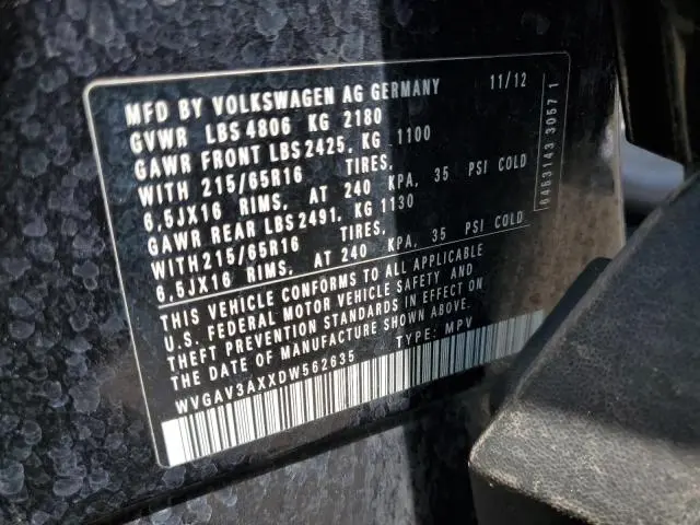 2013 VOLKSWAGEN TIGUAN S  