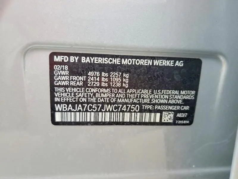 2018 BMW 530 XI  