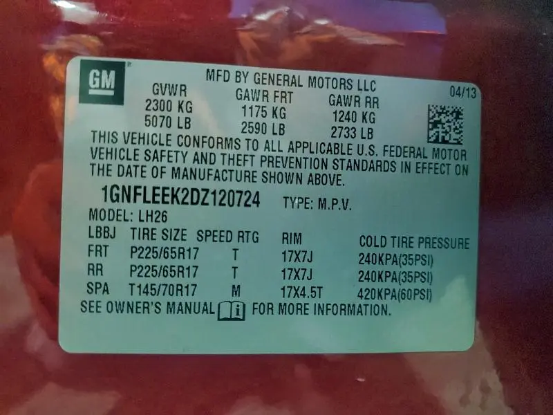 2013 CHEVROLET EQUINOX LT  