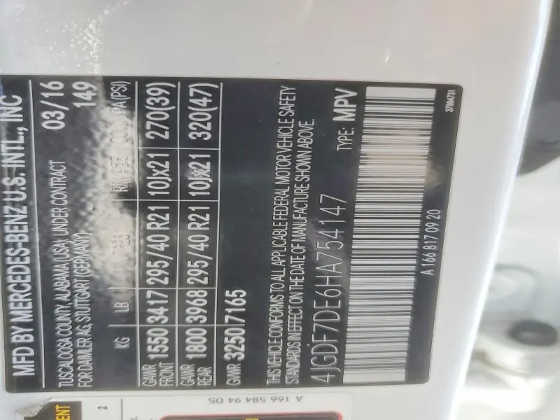 2017 MERCEDES-BENZ GLS 550 4MATIC  