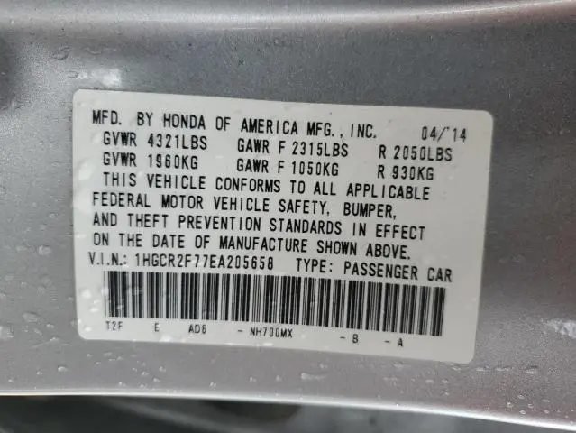 2014 HONDA ACCORD EX