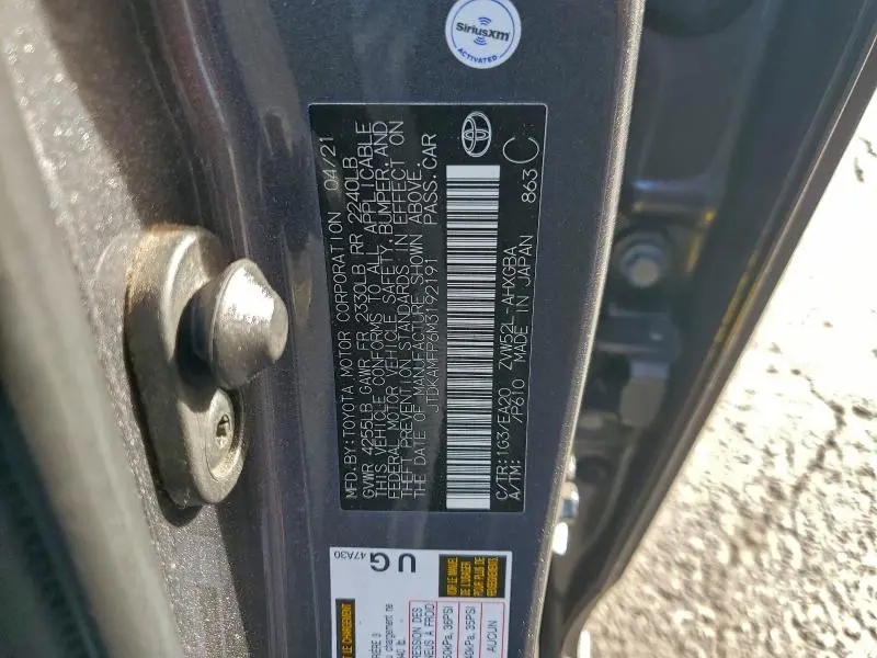 2021 TOYOTA PRIUS PRIME LE  