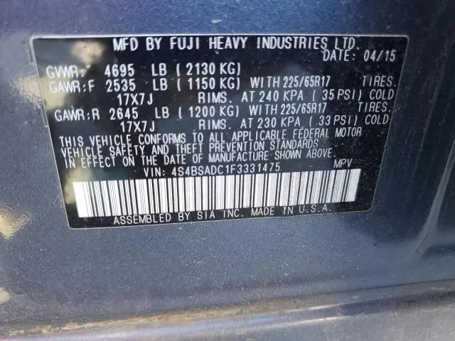 2015 SUBARU OUTBACK 2.5I PREMIUM  