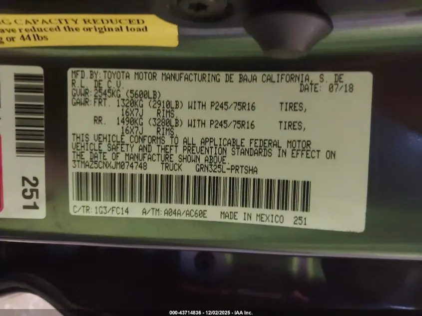 2018 TOYOTA TACOMA SR5 V6