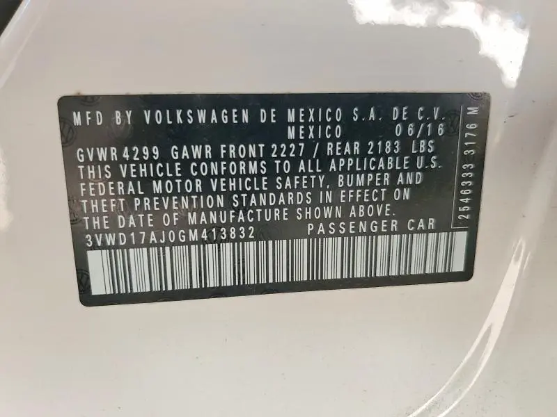 2016 VOLKSWAGEN JETTA SPORT  