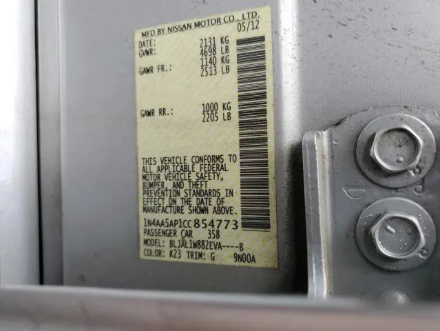 2012 NISSAN MAXIMA S  
