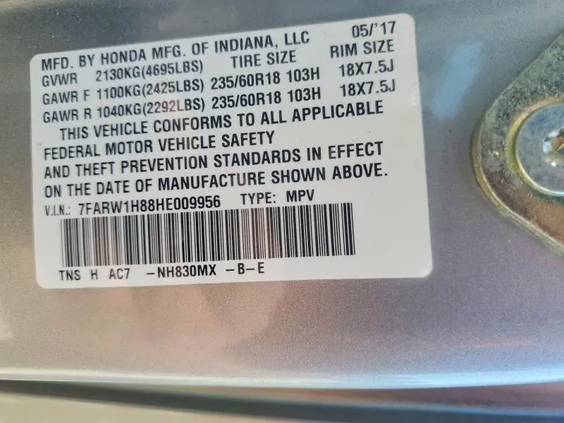 2017 HONDA CR-V EXL  